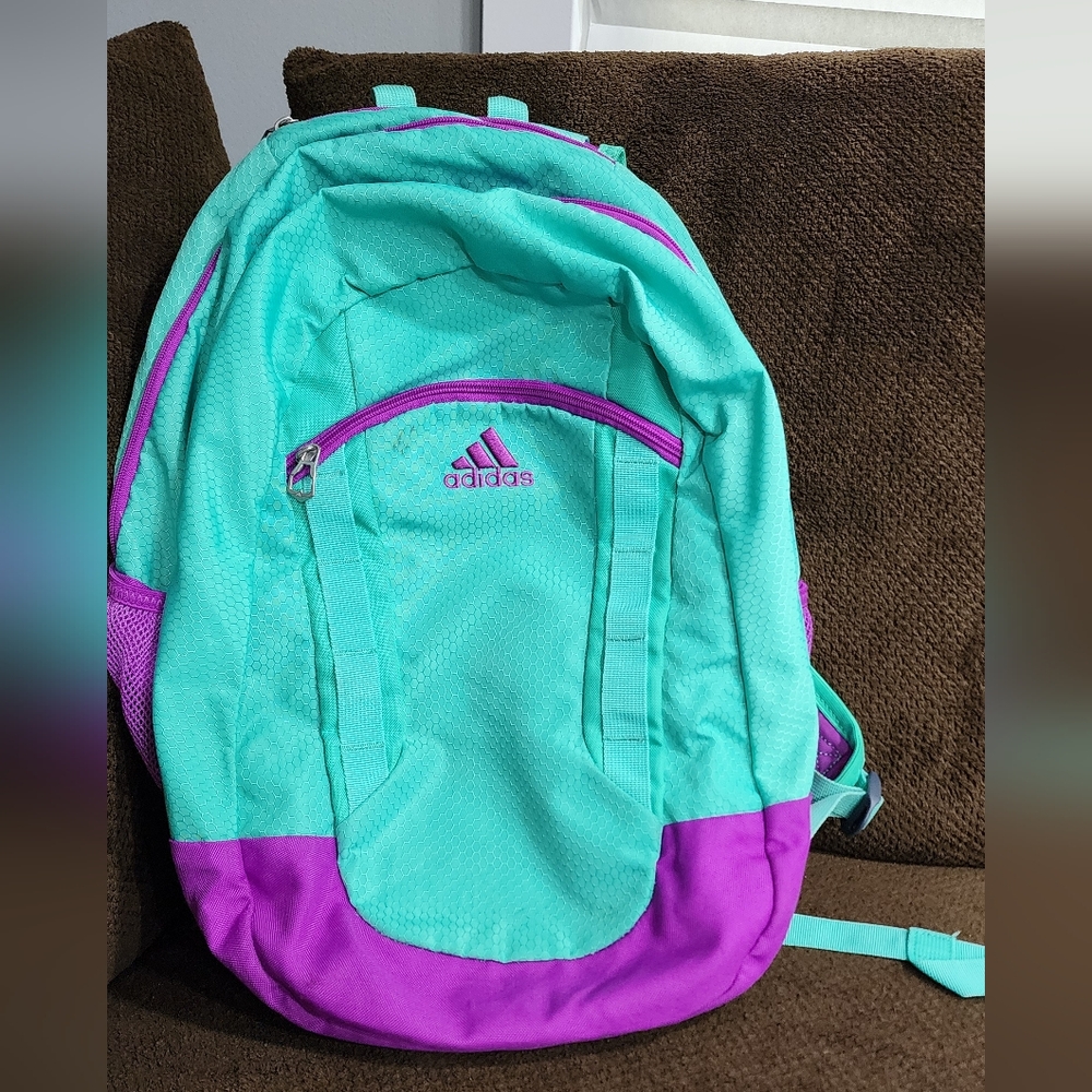 Adidas Backpack. Color purple and mint.